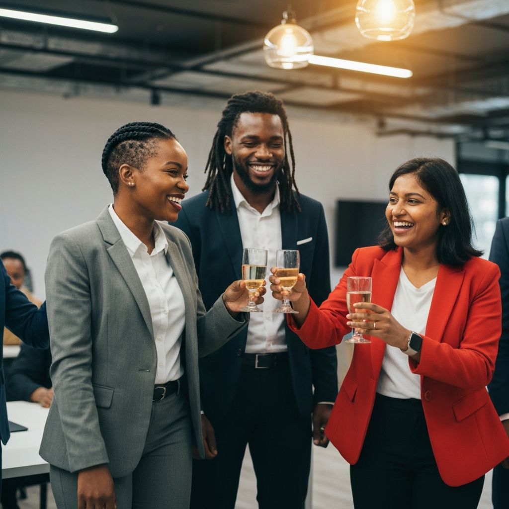 Diverse team of South African professionals celebrating